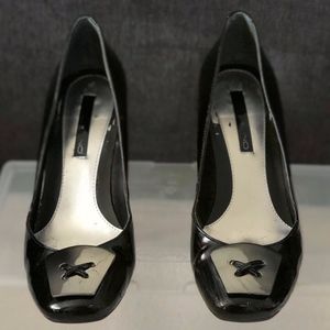 Black Patent Leather square heels, Size 7
